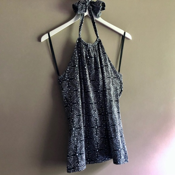 BANANA REPUBLIC Black White Geometric Leaf Halter - Picture 4 of 7